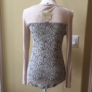Andrea Jovine Mixed Media Long Sleeve Top